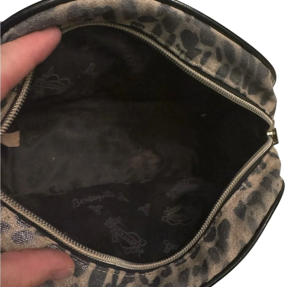 Betseyville by Betsey Johnson Grey Metallic Leopard‎ Print Cosmetic Zipper Bag